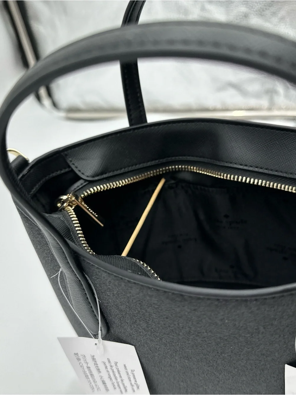 kate spade Black Glitter Tote with Detachable Strap